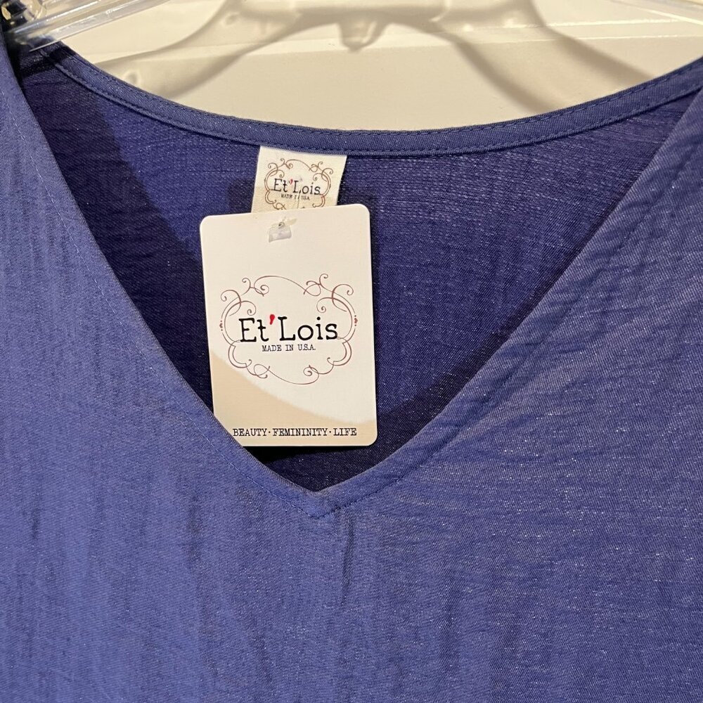 Et' Lois Tunic w/Pockets XL Travel-Friendly Crinkle Tunic Asymmetrical Hem NWT - Picture 3 of 11